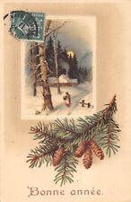 Postcard fantasy / happy new year / decorations with the branch of fir and pine cones