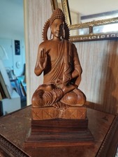 Statuette Bouddha Dévotion en Bois Sculpté