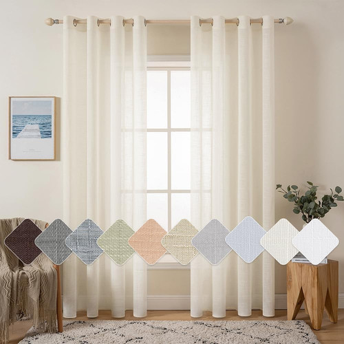 Lot rideaux voilages lin - 2,