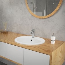 Lavabo salle de bain encastrable ovale évier en céramique blanc 570x195x485 mm