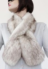 Fourrure Écharpe Renard Bleu Vison Étole Tondu des Deux Côtés Filets Manteau