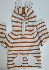 Oeuf Cotton Knit Koala Hoodie Sweater Ochre White 6M (03051B)