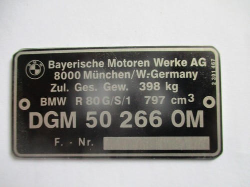 Plaque signalétique bmw 80 - bmw, r