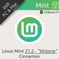 DISQUE DVD DE LINUX MINT 21.2 VICTORIA 64BIT BOOTABLE DRIVE LIVE & INSTALLATION