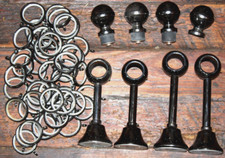 4 support TRINGLE RIDEAUX LAITON massif anthracite noir 52 ANNEAU  EMBOUT 3,6 kg