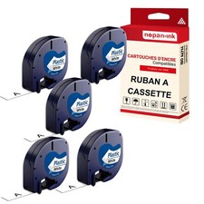 Ruban S0721610/S0721660 91201 pour DYMO Letratag compatible noir sur fond blanc