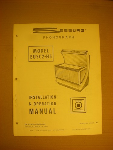 Manuel juke box - box:, seeburg
