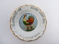 Limoges Porcelain Ashtray Advertising Insurance Cigarettes Tobacco Smoker (16828)
