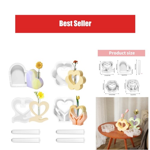 Moules silicone cœur vase - +, 4