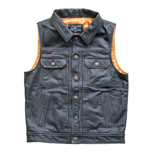 Gilet jacket en cuir - :,