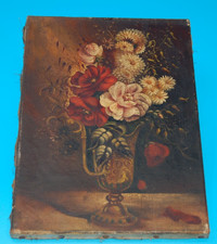 Tableau Ancien Nature Morte au Vase de Fleurs Peinture  à Identifier  19/27 cm