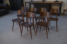 Set of 7 Oak and Beech Plywood Chairs