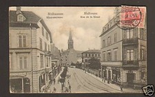 MULHOUSE (68) animated shops, Rue de la SINNE German stamp in 1908