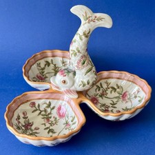 Petit serviteur céramique vintage Wong Lee 1895 Hong Kong poisson koi fleuri