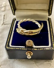 RARE, c1950 FRANCE, ANCIENNE BAGUE Serpent , TRESSÉ, Plaqué OR POINÇON