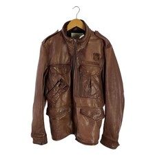AVIREX Leather Blouson Jacket Zipper Size XL Brown From Japan 0104290K Authentic