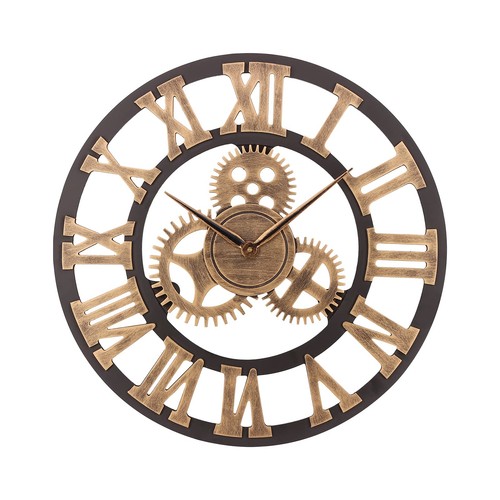 Horloge murale engrenages - horloge, or