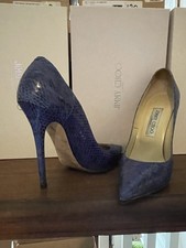 Jimmy Choo Glossy Elaphe Blue Anouk 120 Size 38