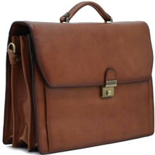 Katana - Cartable 3 soufflets en cuir - marron - 2801