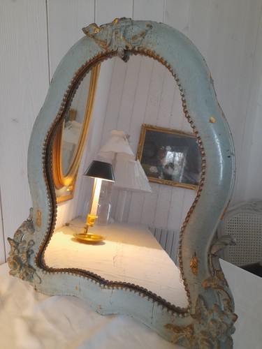 Miroir ancien bois vert - , et
