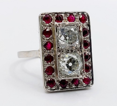 Bague tank art deco platine - bague,