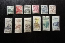POLOGNE - timbre yvert/tellier aérien n° 34/39 41/45 48 obl (A38)