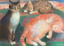 Oil painting on canvas 20th century, cats, female artist Bernadette Kelly