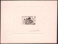 French Polynesia 1962 Squirrel Fish engraved DIE PROOF