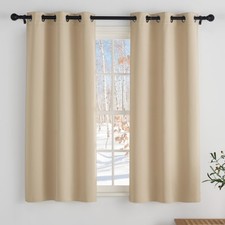 Rideaux Occultant Court - Lot De 2 Rideaux Brise-Vue Beige Opaques, avec Oeil...