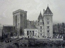 ENTRÉE DU CHÂTEAU DE PAU LITHOGRAPHIE EUGÈNE CICÉRI BÉARN PYRÉNÉES ATLANTIQUES