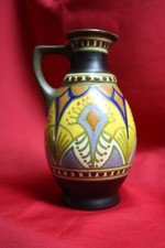PZH Plateelbakkerij Zuid Holland Gouda Art Deco Handled Pottery Jug 1926