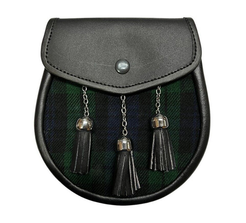 Sporran cuir tartan black - cuir,