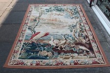 Vintage Main Fabriqué Français Design Original Laine Brun Aubusson Tapisserie