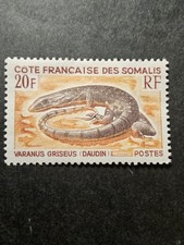 FRANCE COTE DES SOMALIS VARAN FAUNE REPTILES ANIMAUX N°328 NEUF ** LUXE MNH 1966
