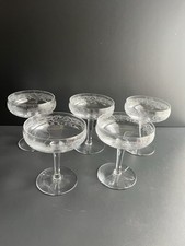 5 Baccarat Saint Louis Engraved Crystal Champagne Cups