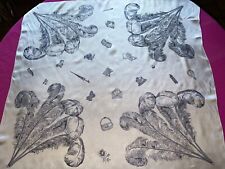 Antique Silk Satin Scarf "Ostrich Feathers" 84cm x 79cm