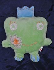 🍀Peluche Doudou Semi Plat Grenouille CATIMINI Vert Couronne Bleue 18 Cm TTBE