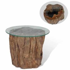Teck Table Basse 50x40cm Table de Salon Mobilier de Salon Tronc d'Arbre vidaXL
