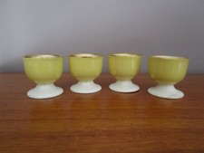 4 earthenware cups by VILLEROY & BOCH yellow and gold border