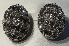 Vintage Signed MONET Jewelry Earrings Silver Rhodium Plated Swarovski Crystals