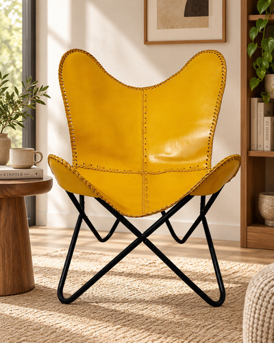 Fauteuil papillon jaune - jaune, en