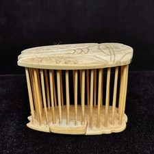 3 Inch Old Collection China Hand Carved Lovely Cicada Cricket Cage Decoration