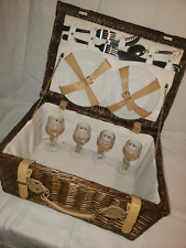 Panier à Pique-Nique Vintage en Osier avec Service Complet