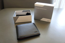 NIB Genuine Audi Sport Black & Red Premium Leather ID Credit Card Coin Wallet