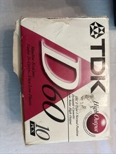 New TDK D-60 High Output 60 Minute Blank Audio Cassette Tapes Six (10) Sealed 