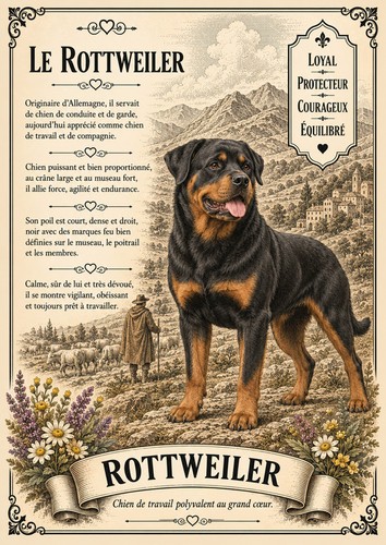 Affiche rottweiler chien - affiche,
