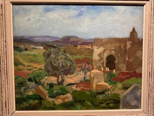 Lucien MARTIAL Huile / isorel Remparts Fez Maroc Orientaliste Signée Dim : 60 73