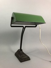 Ancienne LAMPE DE BUREAU Art Déco dite de BANQUIER Socle fonte et émail Niam?