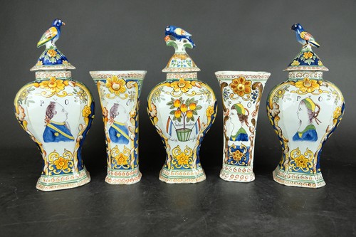 Delft garniture vases - garniture,