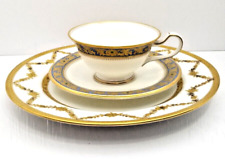 Noritake China Cup & Saucer w/ Limoges Dessert Plate, 3 Pcs. Total, Gold & Blue